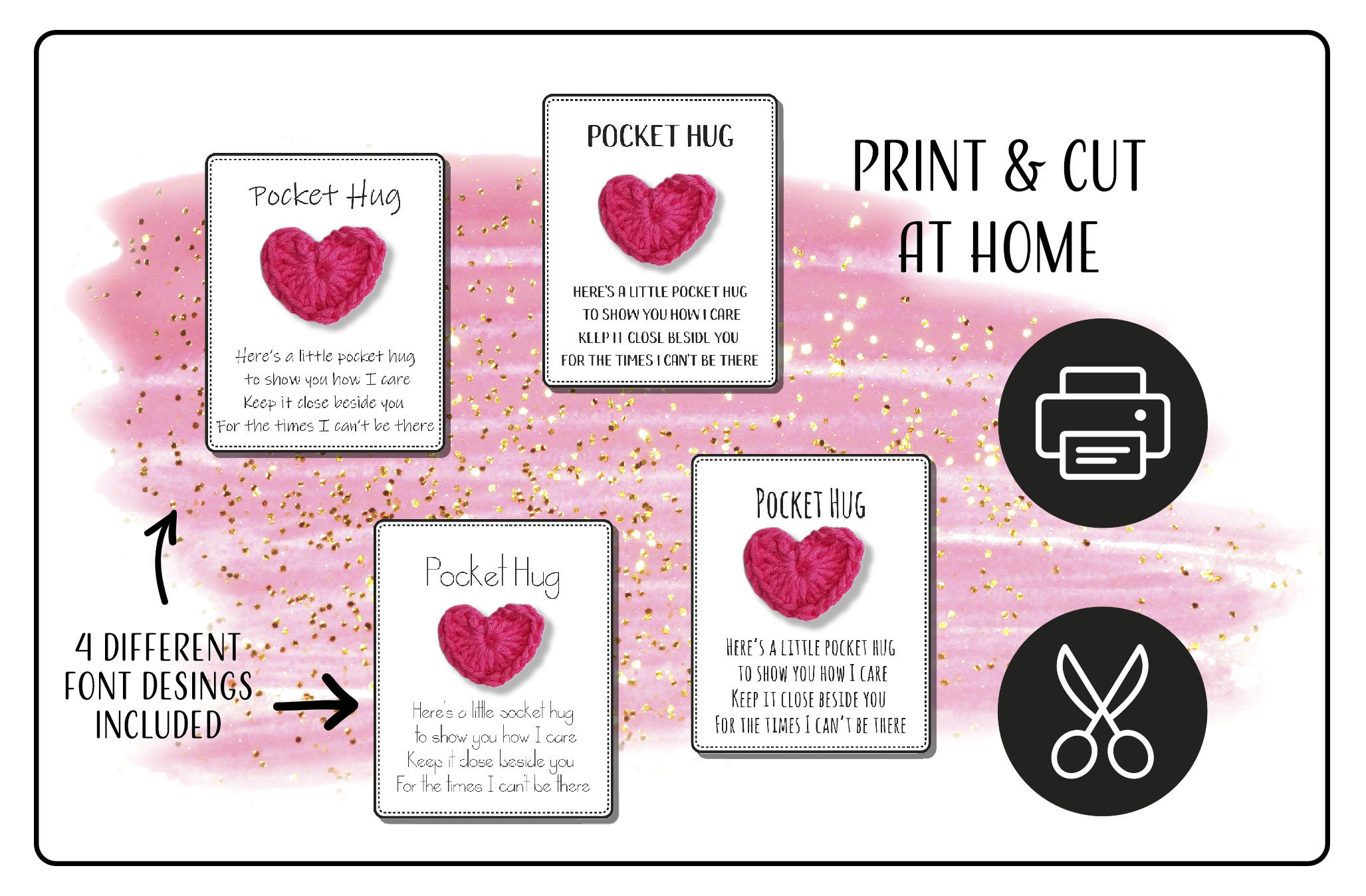 PRINTABLE Pocket Hug Crochet Poem Display Card Template Label Etsy