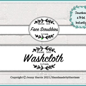 Facial Scrubbies and Washcloth Printable PDF Labels, Tags / Packaging Instant Download image 6