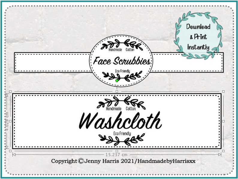 Facial Scrubbies and Washcloth Printable PDF Labels, Tags / Packaging Instant Download image 6