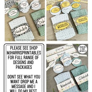 Facial Scrubbies and Washcloth Printable PDF Labels, Tags / Packaging Instant Download image 2