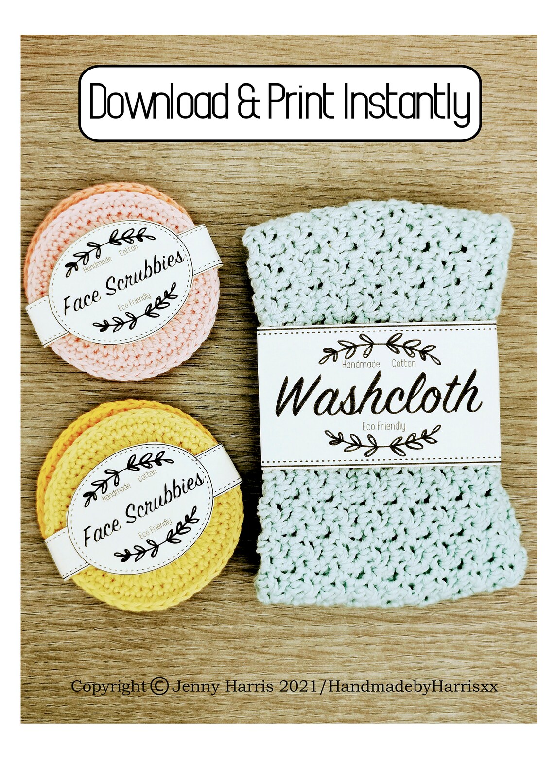 Washcloth Crochet Printable Tags Labels Gift Tags Labels | Etsy