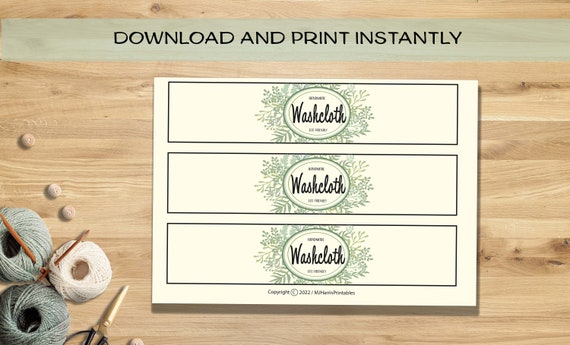 Washcloth Crochet Label Tag Template Instant Download - Etsy