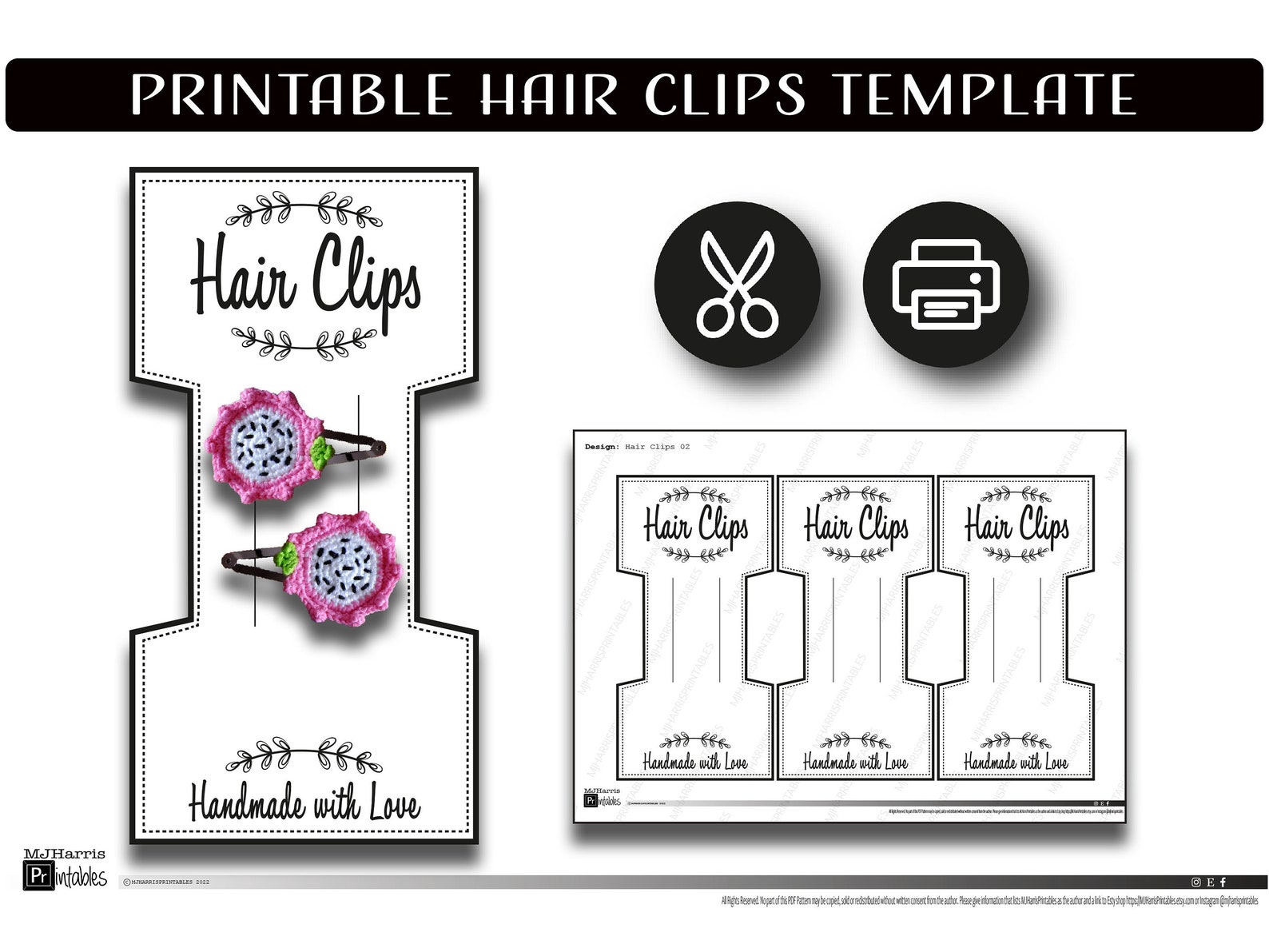 PRINTABLE Hair Clips Display Cards / Template / Tag / Label Etsy