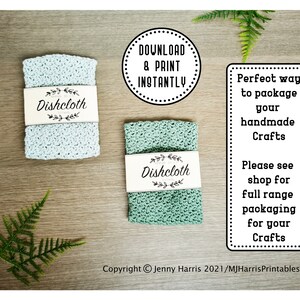 Dishcloth Crochet Printable Tags Labels, Gift Tags, Labels, Gift Tag ...