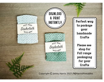 Dishcloth Crochet Printable tags labels, gift tags, labels, gift tag printable, Printable PDF, Instant download