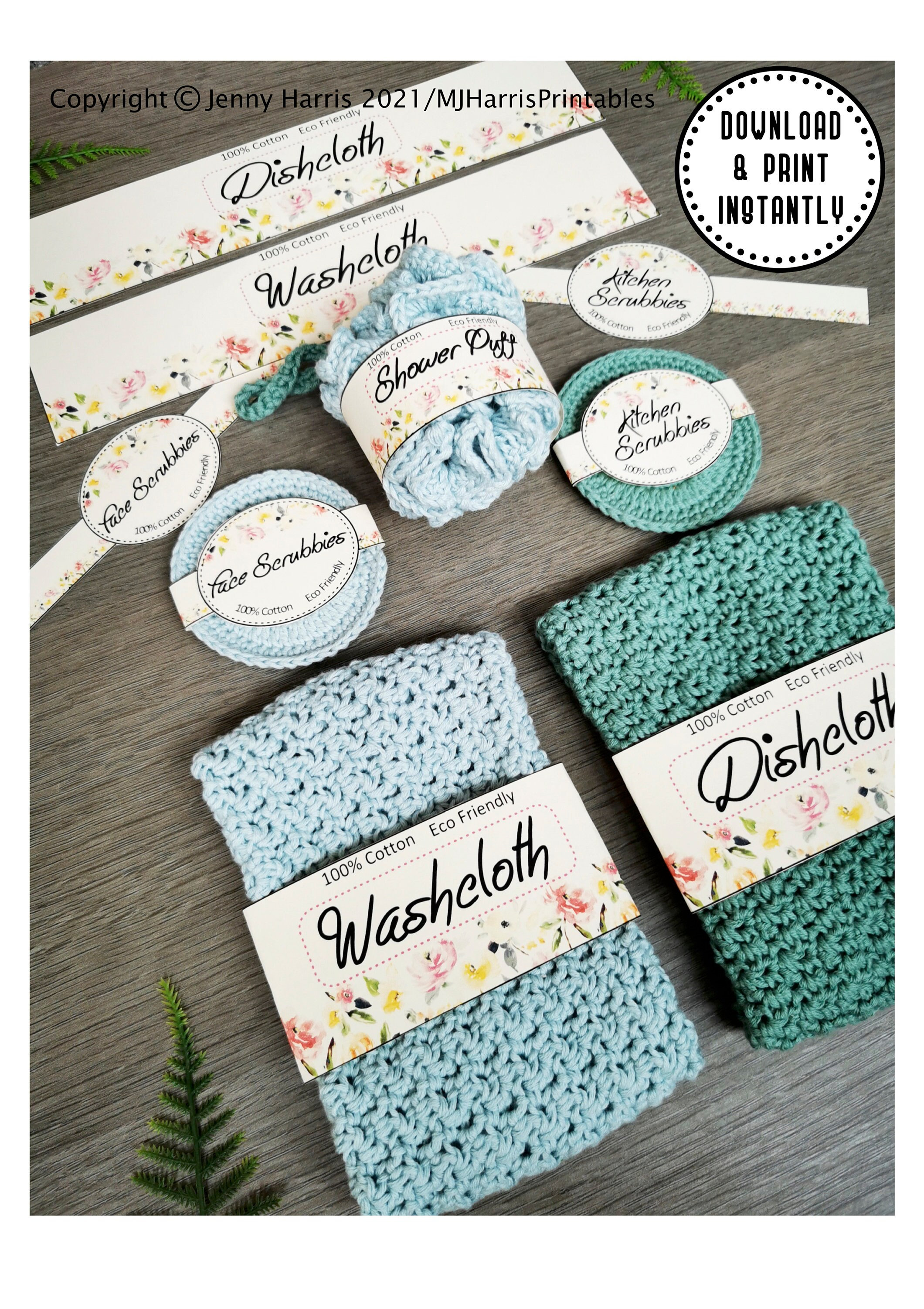 Crochet Tags Labels, Facial Rounds, Washcloth Wrap, Printable Gift