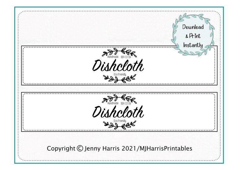 Dishcloth Crochet Printable Tags Labels Gift Tags Labels - Etsy