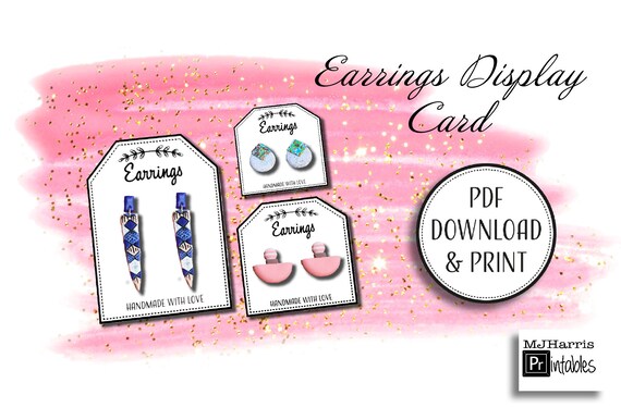 PRINTABLE Earrings Display Cards / Template / Tag / Label / - Etsy