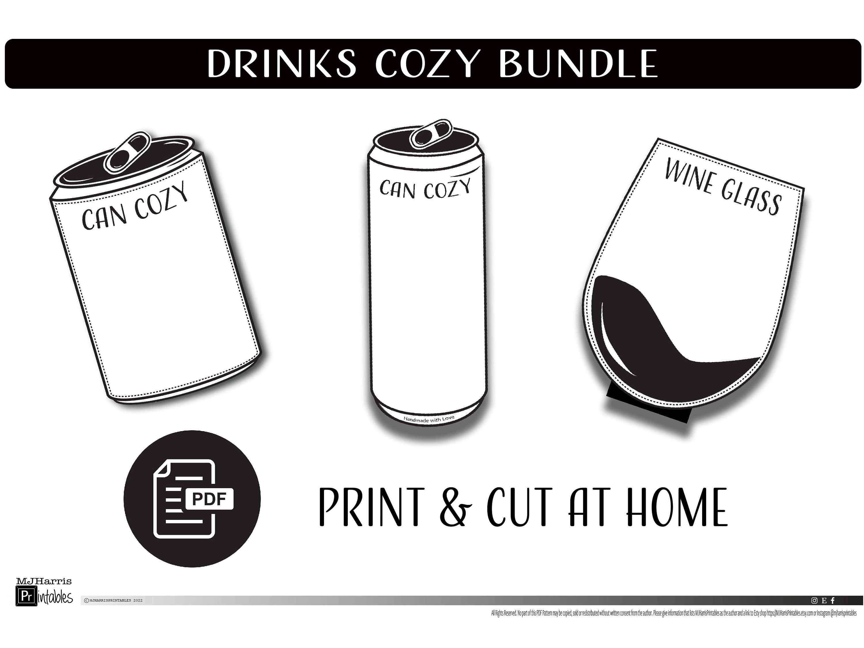 PRINTABLE Bottle Cozy Template downloadable PDF. DIY Packaging for Beer  Bottle Cozies. Bottle Cosy Labels. Modern Design. 