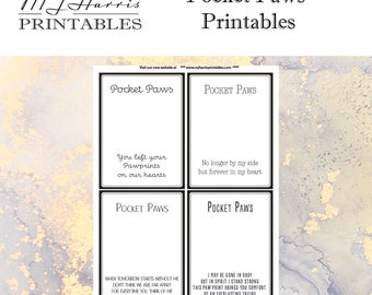 PRINTABLE Pocket Paws Poem Display Card Template Label Tag. PDF Instant Download. Print at home