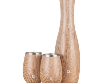 Juego de jarra y copa de vino de acero inoxidable