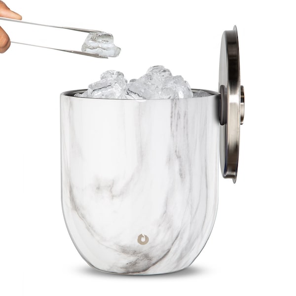 Vacuum Insulated Stainless Steel Ice Bucket with Lid and Tongs