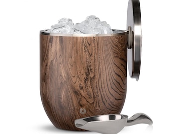 Seau à glace en acier inoxydable avec couvercle et cuillère