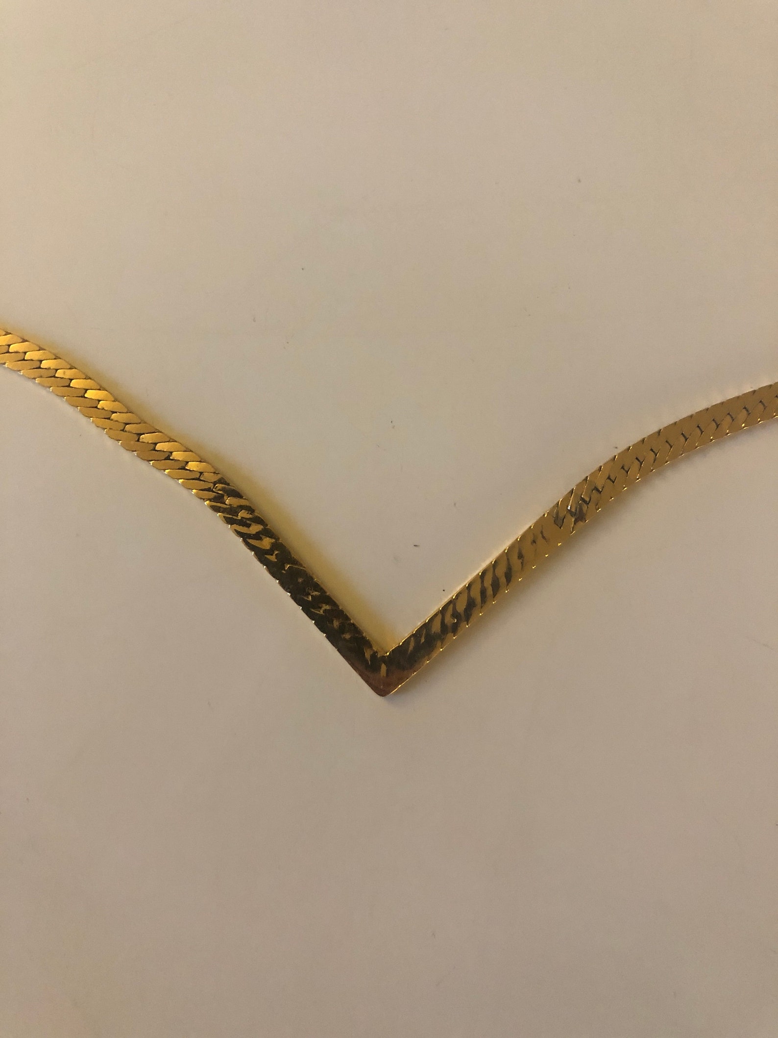 1990's 16inch goldplated herringbone vshaped necklace Etsy