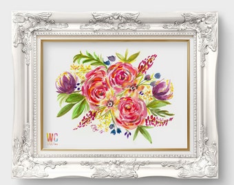 Rose Flower Arrangement Watercolor Print, Floral Art Print, Home Art Print, Nursery Art Print, PRINTABLE, DIGITAL DOWNLOAD