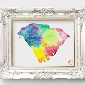 South Carolina Watercolor Painting, Watercolor Art, State Art, East Coast Decor, Wall Art, Coastal Decor, DIGITAL DOWNLOAD, PRINTABLE