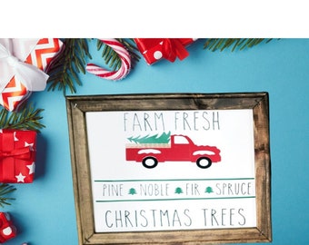 Farm Fresh Christmas trees reverse canvas 11X14, Christmas tree sign, Christmas trees, fresh cut trees, conf