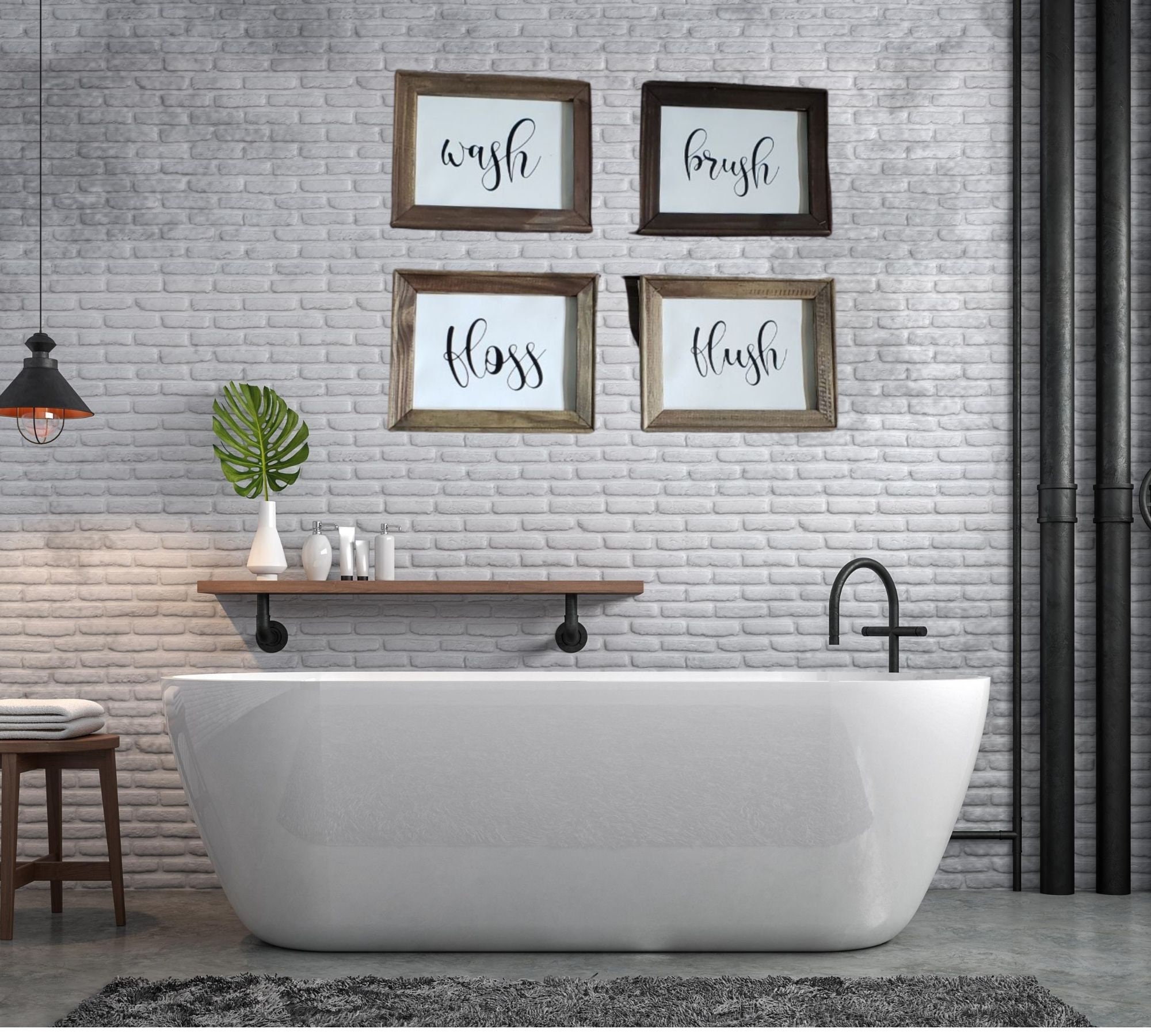 4er-Set Badezimmer Schilder Wasch Spül Floss | Etsy