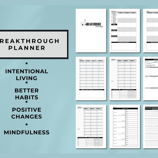 The Breakthrough Planner: A planner for intentional living, positive changes, success, productivity, and mindfulness