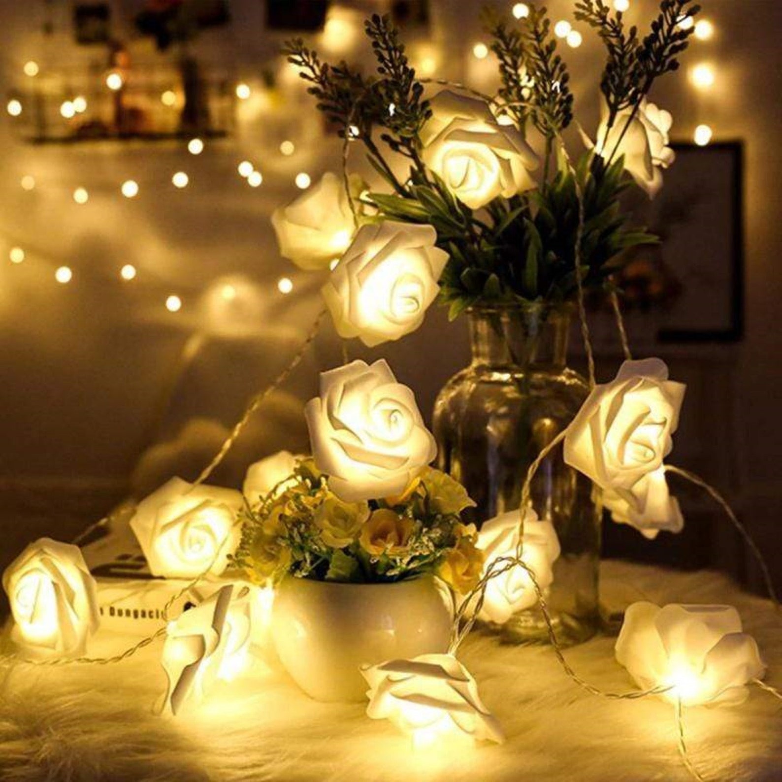10 LED Rose Flower String lights Mothers Day Gift/ Wedding/ Etsy