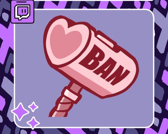 Heart Ban Hammer Emote | Twitch Emote | Youtube Emote | Discord Emote | Community Emote | Streamer Emote | Ban Hammer | Ban Emote