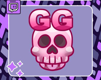 Pink Skull GG Emote | Twitch Emote | Youtube Emote | Discord Emote | Community Emote | Streamer Emote | GG Emote | Pastel Emote | Twitch GG