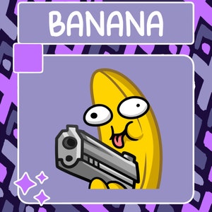 Emote animata Banana Gun / Twitch Emote / Youtube Emote / Discord Emote / Community Emote / Streamer Emote / Funny Emote / Gun Emote / Gun