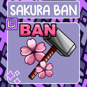 Sakura Ban Hammer Emote | Twitch Emote | Youtube Emote | Discord Emote | Community Emote | Streamer Emote | Ban Hammer | Ban Emote