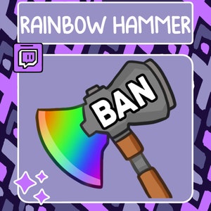 Regenbogen Ban Hammer Emote | Twitch Emote | Youtube Emote | Discord Emote | Community Emote | Streamer Emote | Ban Hammer | Ban Emote