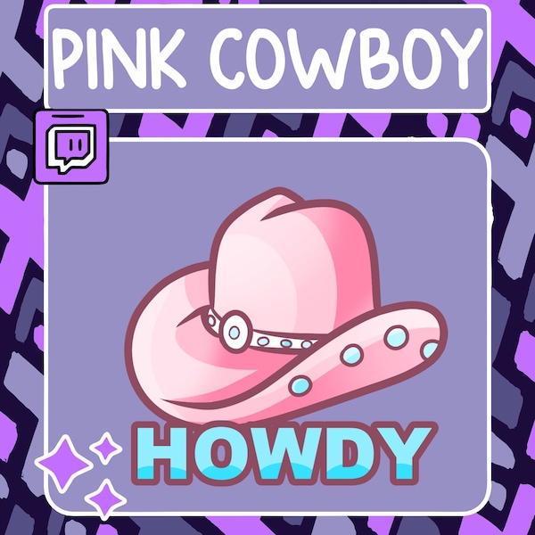 Pink Howdy Emote | Twitch Emote | Youtube Emote | Discord Emote | Community Emote | Streamer Emote | Cowgirl Emote | Hat Emote | Western