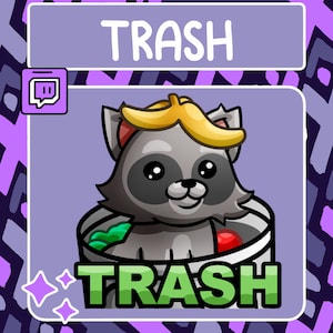 Trash Panda Emote / Twitch Emote / Youtube Emote / Discord Emote / Community Emote / Streamer Emote / Baddie Emote / Bad Emote / Trash Emote
