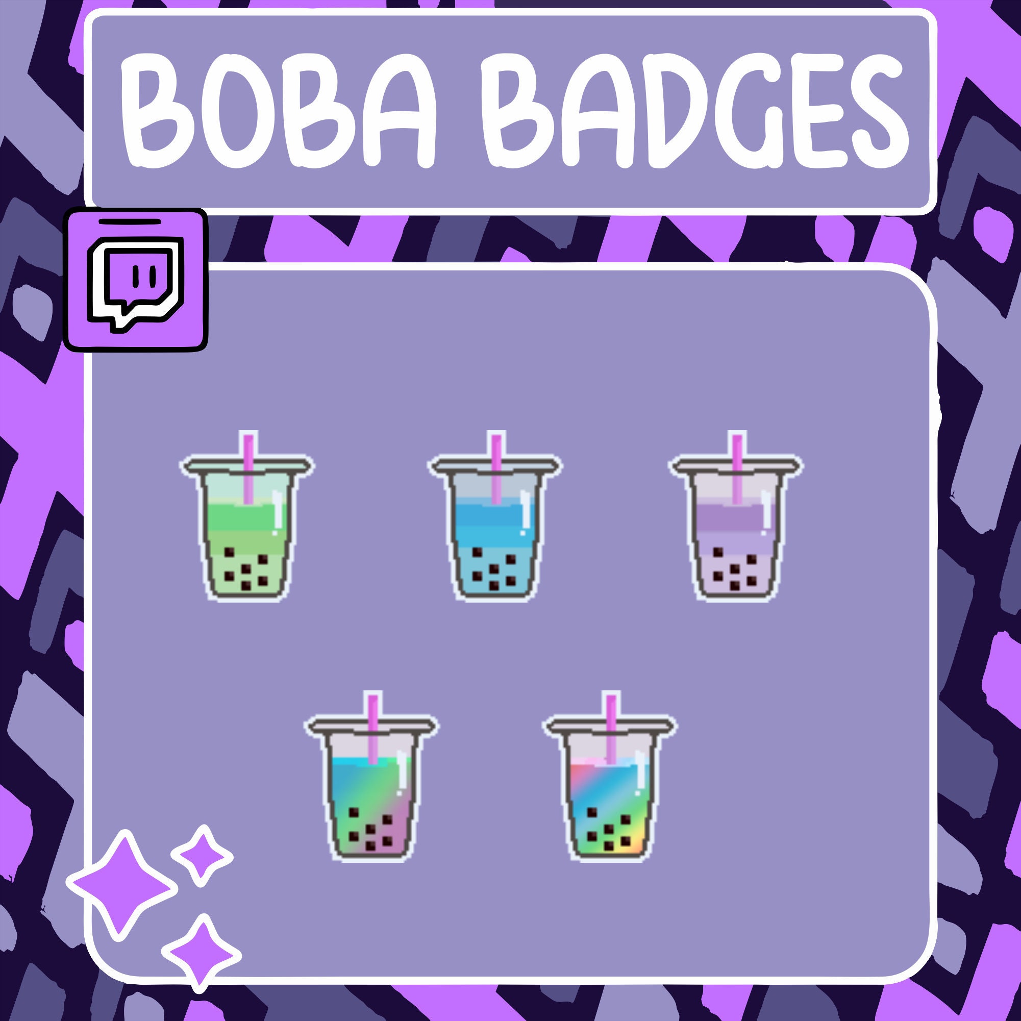 Pixel Art Boba Sub Badges | Twitch Emote | Youtube Emote | Discord Emote | Community Emote | Streamer Emote | Boba Badge | Food Sub Badge