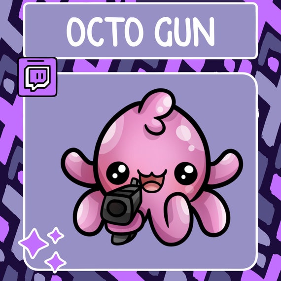 Octopus Gun Emote | Twitch Emote | Youtube Emote | Discord Emote | Community Emote | Streamer Emote | Octopus Emote | Gun Emote | Chibi