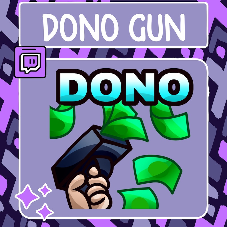 Geanimeerde Dono Gun Donatie Emote | Twitch Emote | Youtube Emote | Discord Emote | Gemeenschap Emote | Streamer Emote | Dono Emote | Schenking afbeelding 1