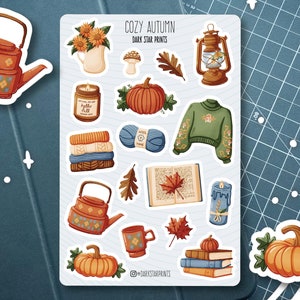 Foglio di adesivi autunnali accoglienti - per agende, diari e quaderni, autunno, regalo per lei, regalo per lui, Halloween, Ringraziamento, autunno