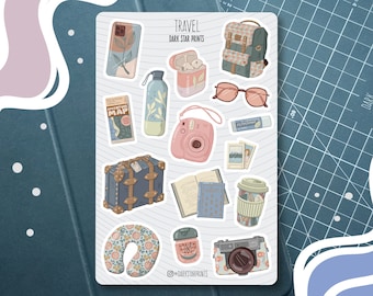 Travel Sticker Sheet - for planners, journals, and notebooks, vacation planning, itinerary, cozy holiday, gift for her, gift for him