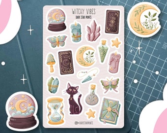 Witchy Vibes Sticker Bogen - für Planer, Journals und Notizbücher, Geschenk für Sie, Geschenk für Ihn, Bullet Journal, Hexe, Halloween, Herbst