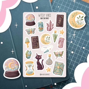 Stickervel Witchy Vibes - voor planners, tijdschriften en notitieboeken, cadeau voor haar, cadeau voor hem, bullet journal, heks, Halloween, herfst