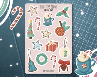 Stickervel kerstdecoratie - voor planners, tijdschriften en notitieboeken, kerstmis, cadeau voor haar, cadeau voor hem, cadeau voor vriend, winter