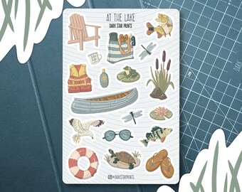 At The Lake Sticker Sheet - for planners, journals, and notebooks, vacation, holiday, cottage, gift for her, gift for him, bullet journal