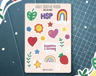 Highly Sensitive Person (HSP) Sticker Sheet - for planners, journals, and notebooks, gift for her, gift for him