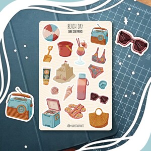 Beach Day Sticker Sheet - for planners, journals, and notebooks, vacation, holiday planning, summer break, pool party, scrapbook, travel