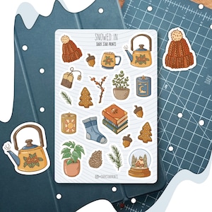 Snowed In Sticker Sheet - for planners, journals, and notebooks, gift for her, gift for him, scrapbook, winter, Christmas, cozy