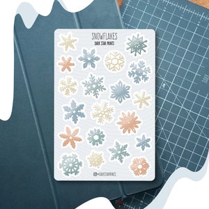 Snowflakes Sticker Sheet - for planners, journals, and notebooks, gift for her, gift for him, scrapbook, winter, Christmas, cozy