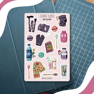 Chronic Illness Sticker Sheet - for planners, journals, and notebooks, Fibromyalgia, Spoonie, gift for her, gift for him, bullet journal