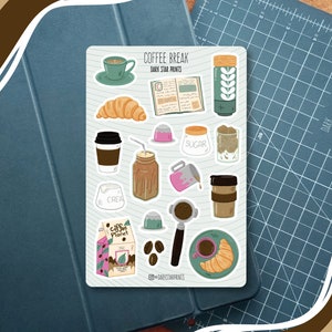 Coffee Break Sticker Sheet - for planners, journals, and notebooks, gift for her, gift for him, gift for barista, morning vibes