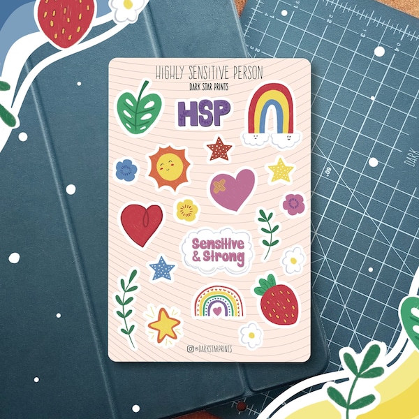 Highly Sensitive Person (HSP) Sticker Sheet - for planners, journals, and notebooks, gift for her, gift for him