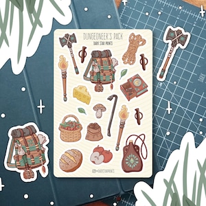 Dungeoneer's Pack Sticker Sheet - for planners and journals, Dungeons and Dragons, DND, gift for dungeon master, tabletop game, D&D