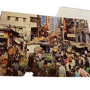 Carte postale Vue continentale du marché en plein air, Kowloon, Hong Kong, Chine. P4