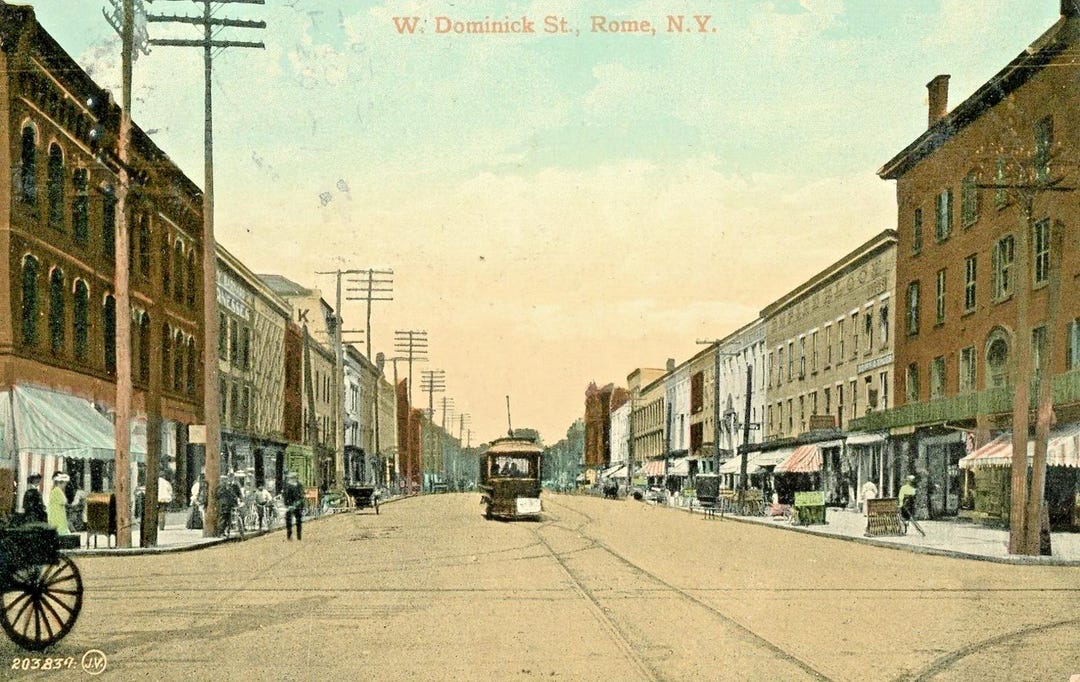 Postcard Early View of Trolley on W. Dominick Street, Rome, NY. L2 - Etsy